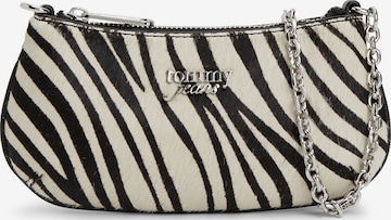 Tommy Jeans Olkalaukku 'Zebra Print Chain Strap Logo' värissä valkoinen: etupuoli