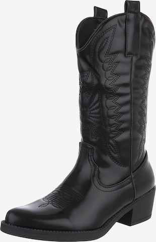 Ital-Design Cowboy Boots in Black: front