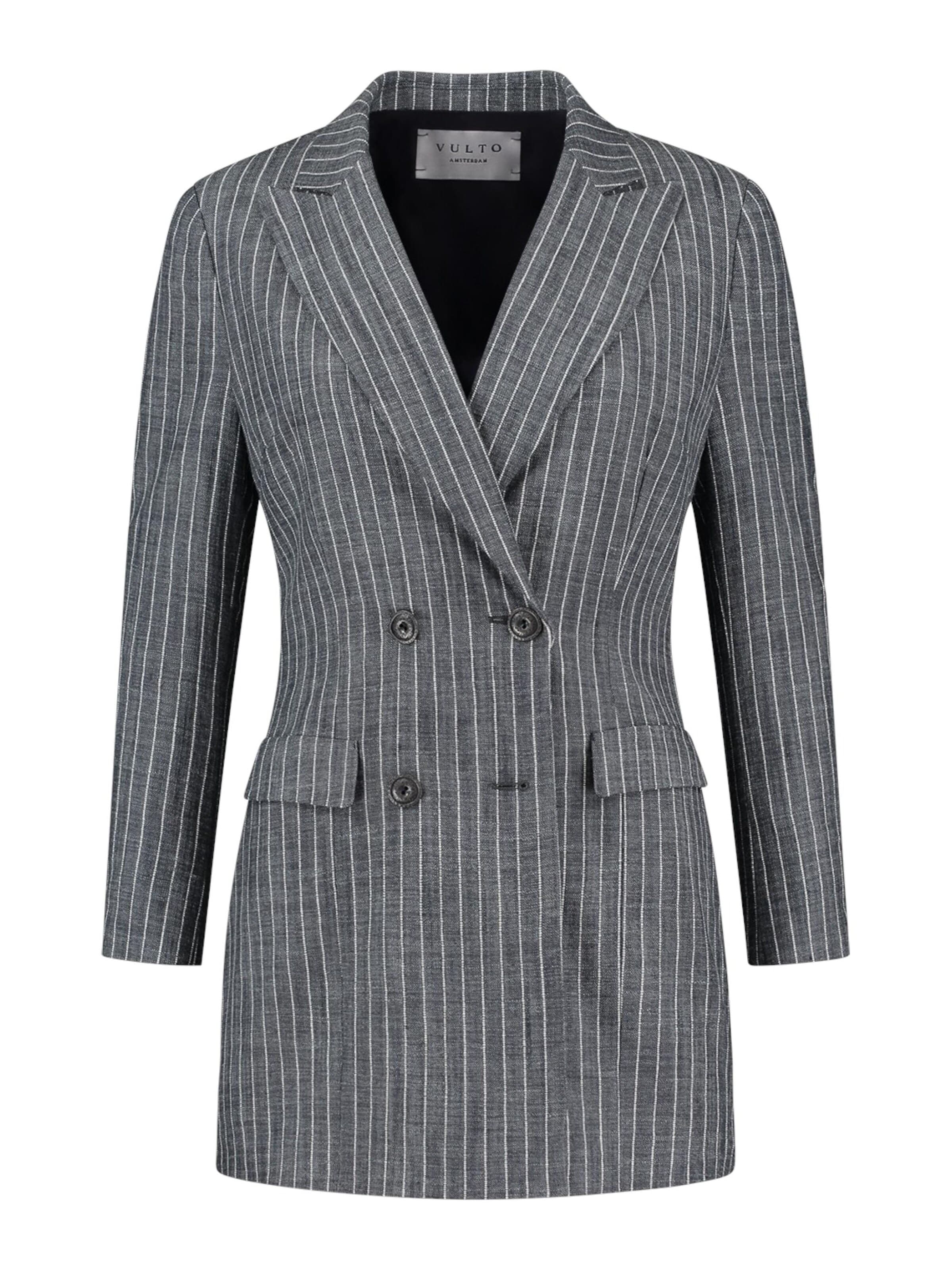 Blazer 'Pinstripe Double-Breasted Jacket' Vulto en bleu : devant