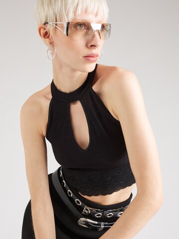 GUESS Top z dzianiny w kolorze czarny