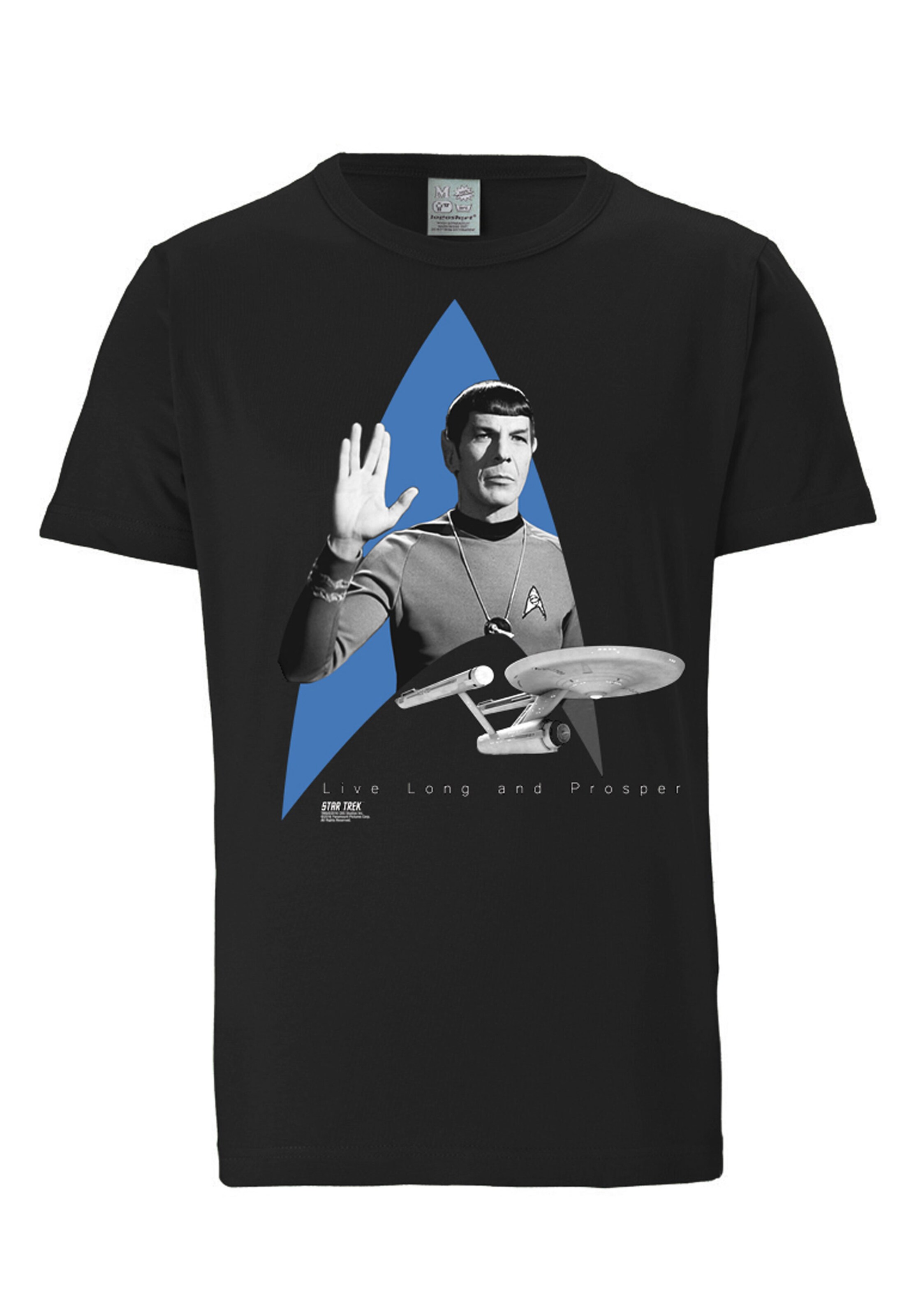 LOGOSHIRT Shirt 'Star Trek - Spock' in Zwart: voorkant