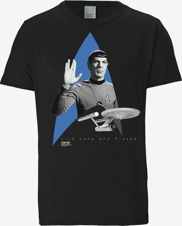 LOGOSHIRT Shirt 'Star Trek - Spock' in Black: front