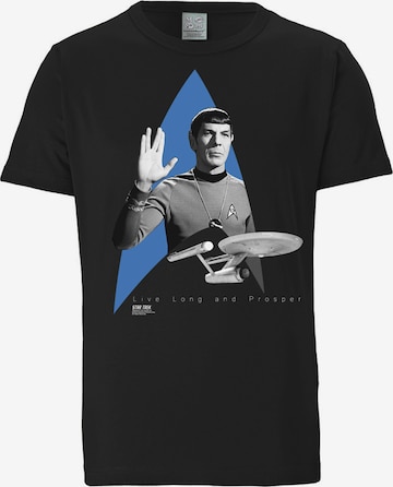 LOGOSHIRT Shirt 'Star Trek - Spock' in Zwart: voorkant