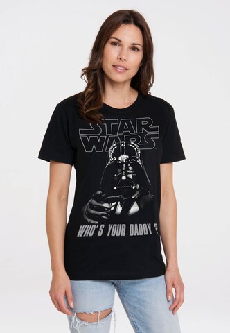 LOGOSHIRT T-Shirt 'Star Wars - Who's Your Daddy' in Schwarz: Vorderseite