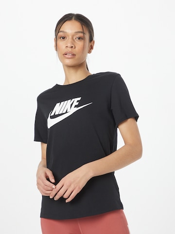 Nike Sportswear Skinny Λειτουργικό μπλουζάκι 'Essential' σε μαύρο: μπροστά