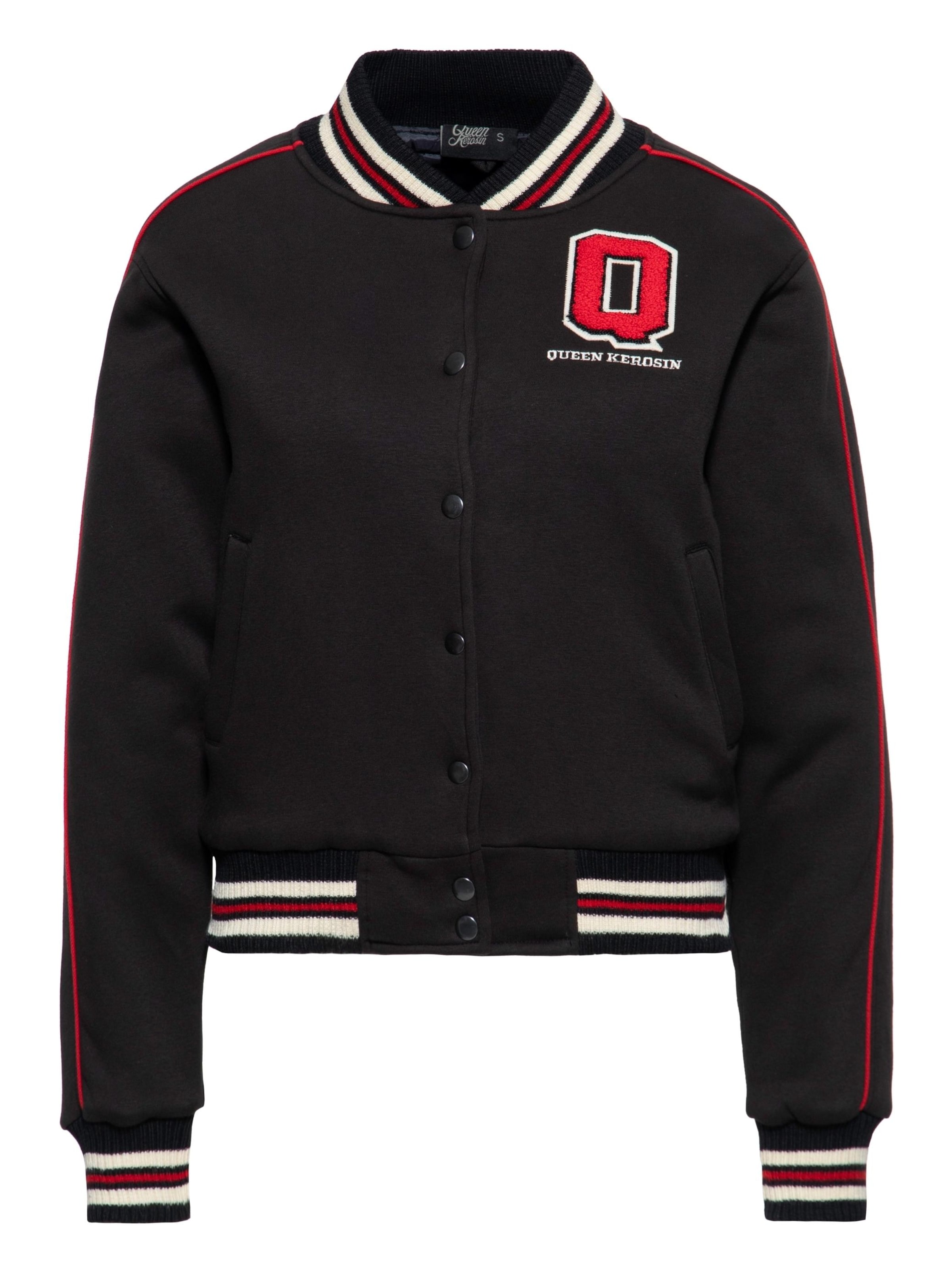 Queen Kerosin Übergangsjacke 'Q' in Schwarz: Vorderseite