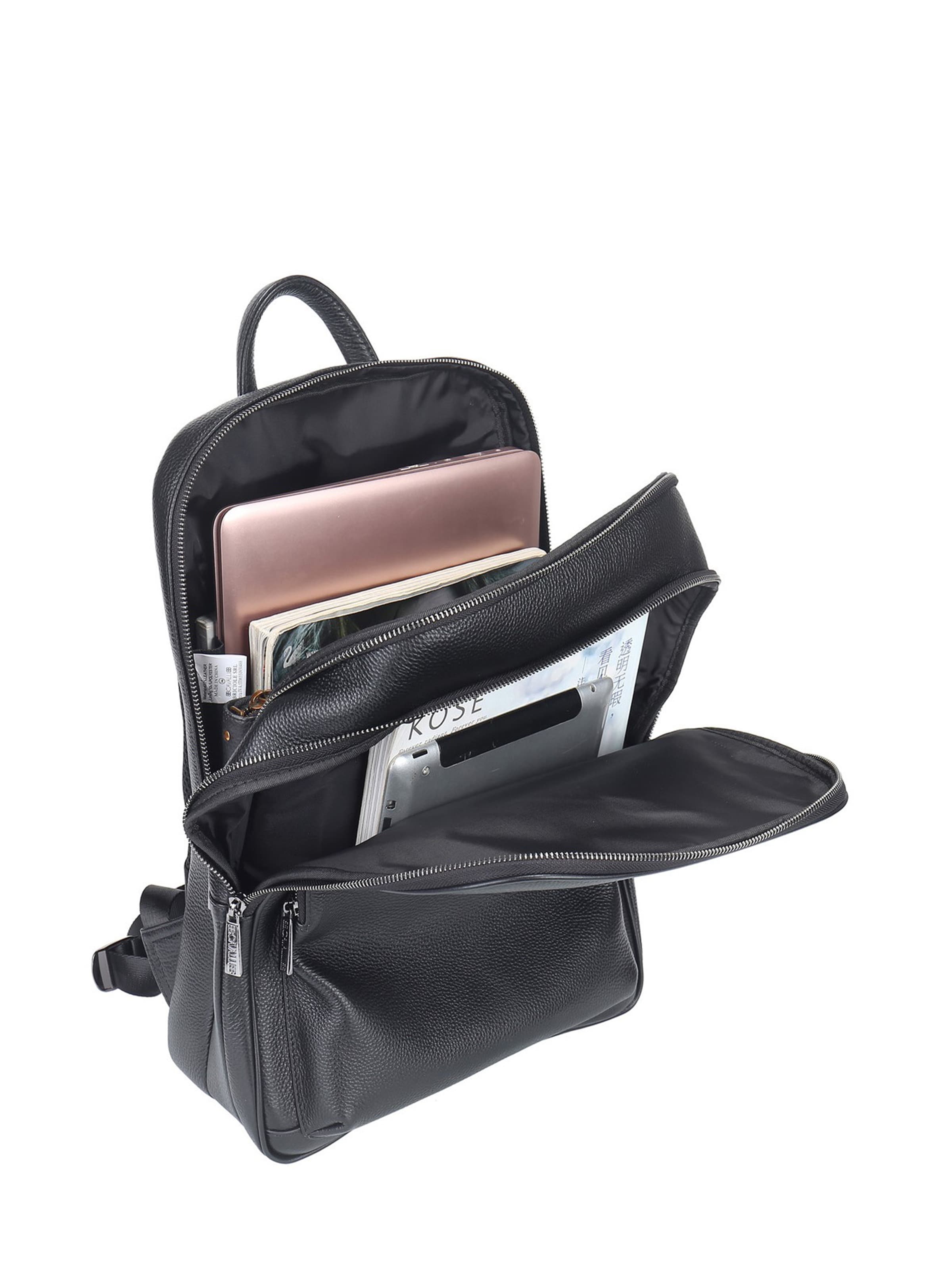 Zaino 'Zaino Unisex Pelle Nera B Cavalli - Chiusura Zip e Tasche Organizzate' di B. Cavalli in nero
