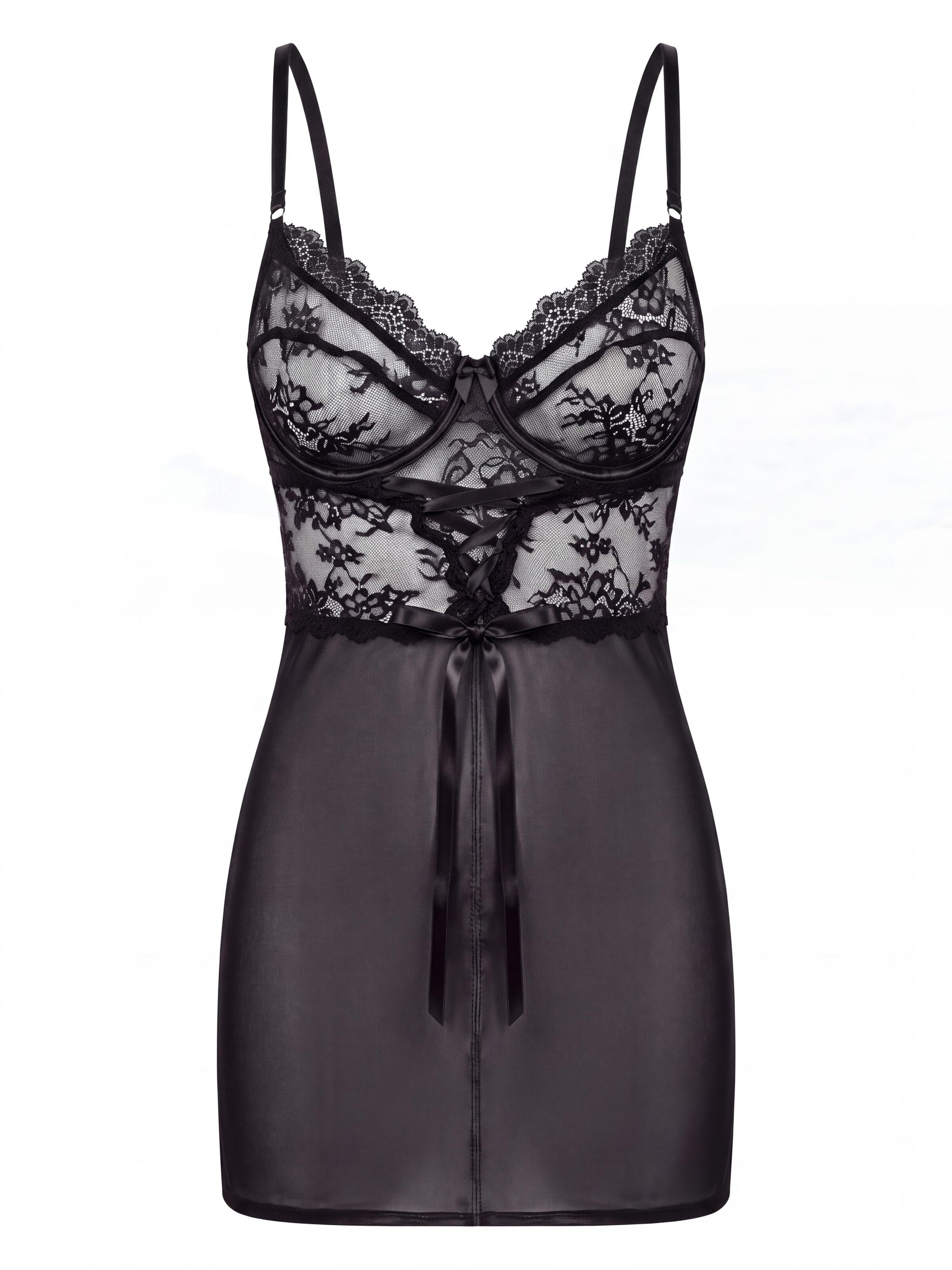 Cupshe Negligee 'Sheer Mesh' in Black: front