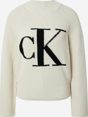 Calvin Klein Jeans Svetr – bílá: přední strana