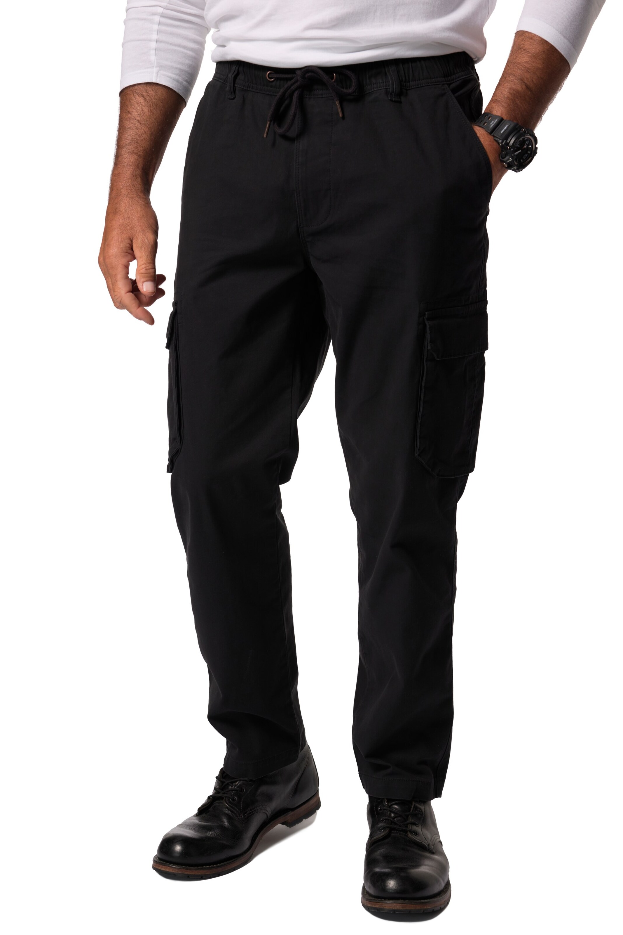 JP1880 Regular Cargobroek in Zwart: voorkant