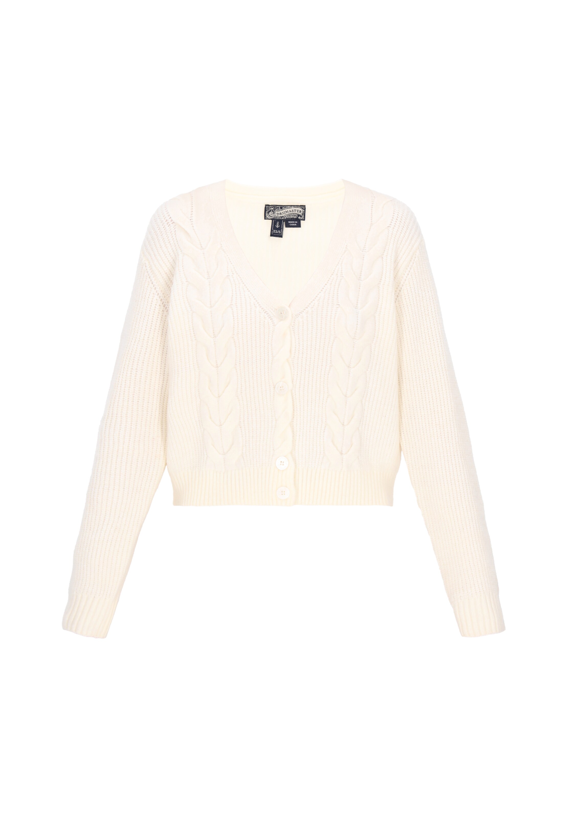 DreiMaster Vintage Πλεκτή ζακέτα σε λευκό: μπροστά