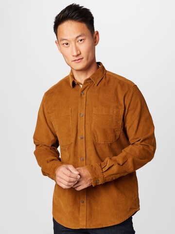 TOM TAILOR Regular fit Button Up Shirt in Brown: front