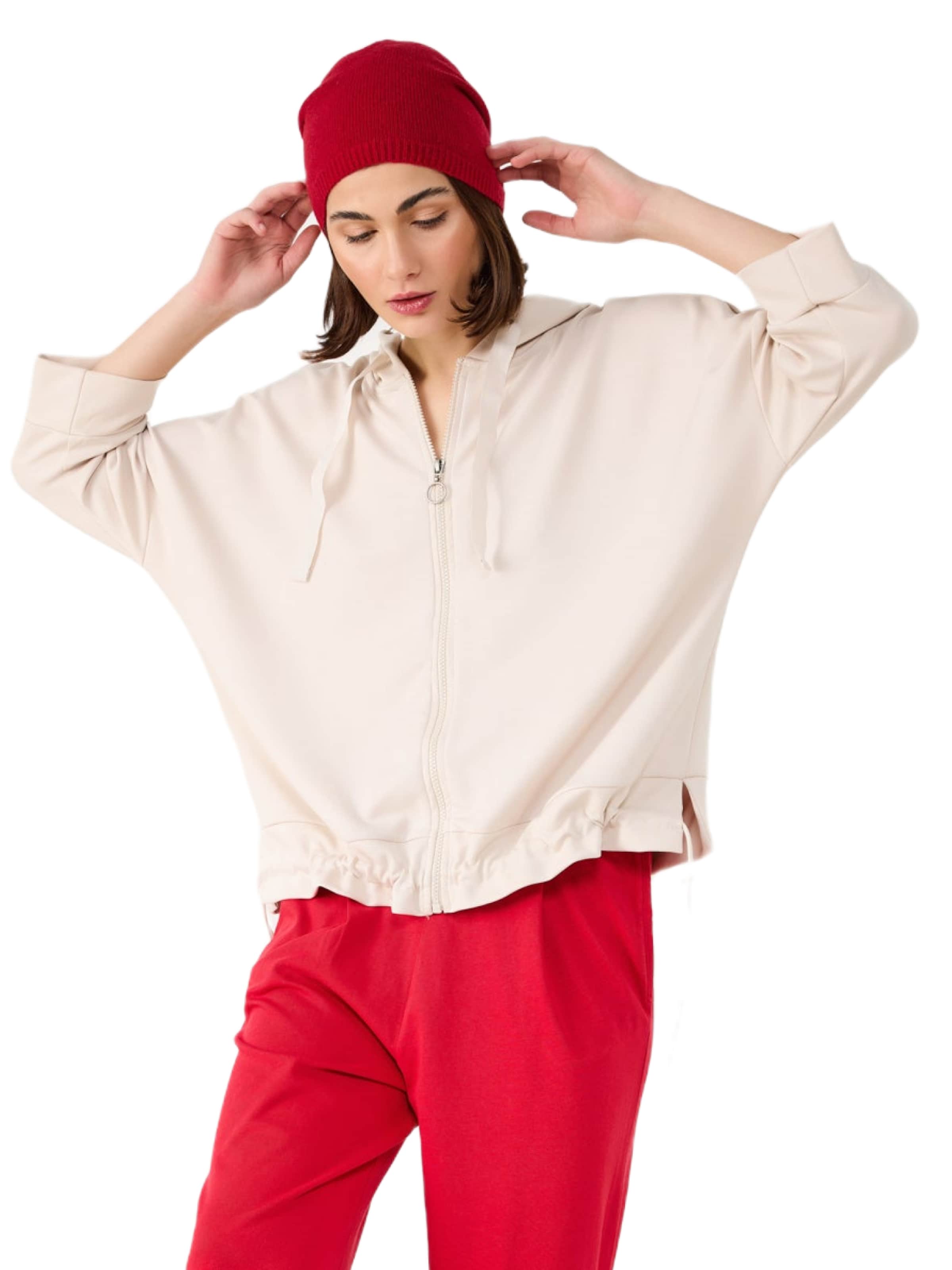 No Matter What Sweatvest in Beige: voorkant