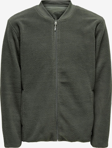 Only & Sons Fleece jacket 'Sawyer' in Green