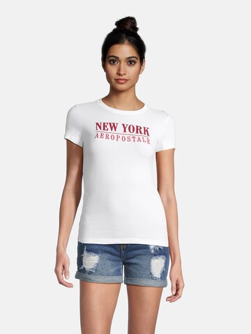 AÉROPOSTALE T-shirt 'JULY NEW YORK' i vit: framsida