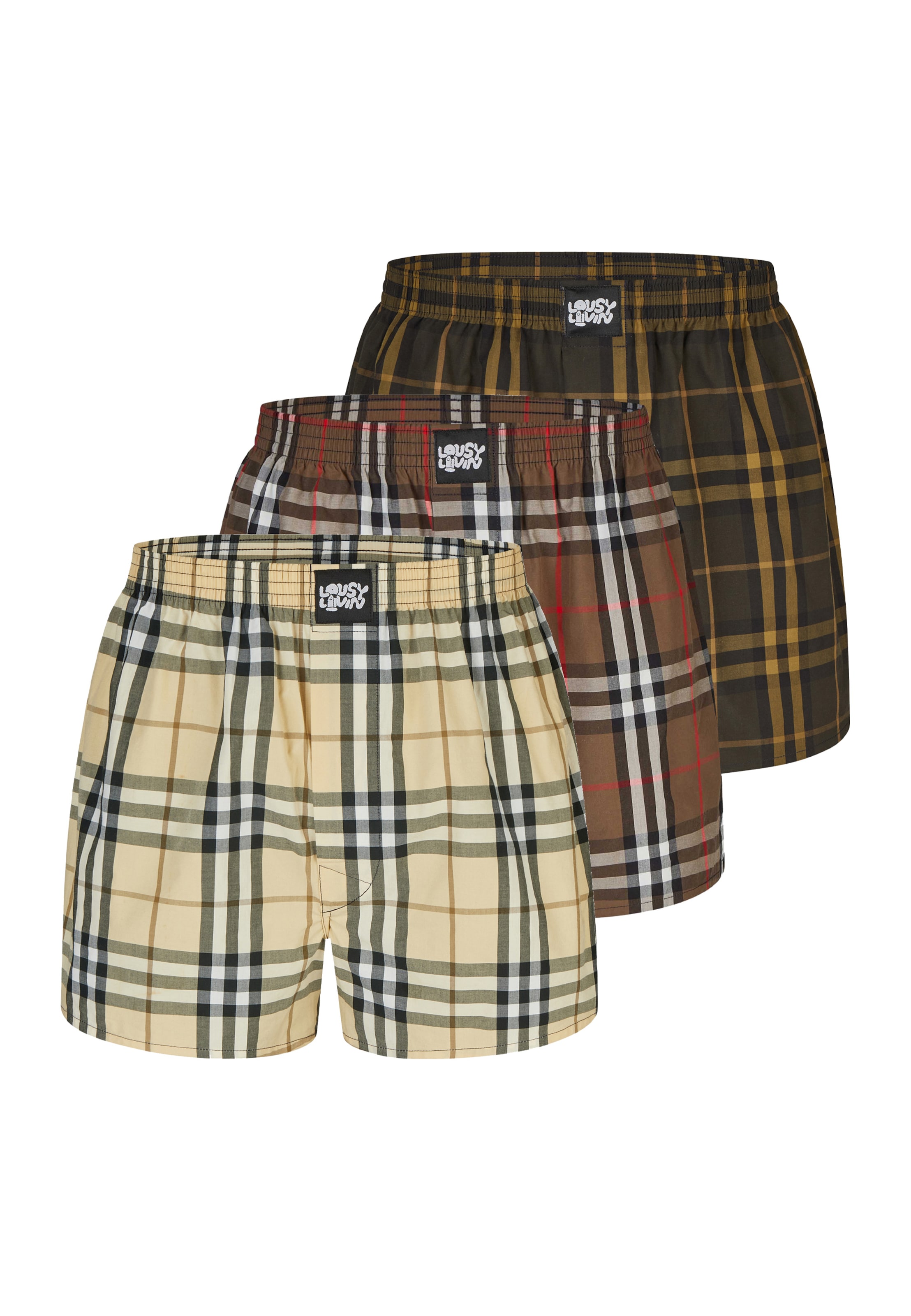 Lousy Livin Boxer shorts 'Check' in Brown: front