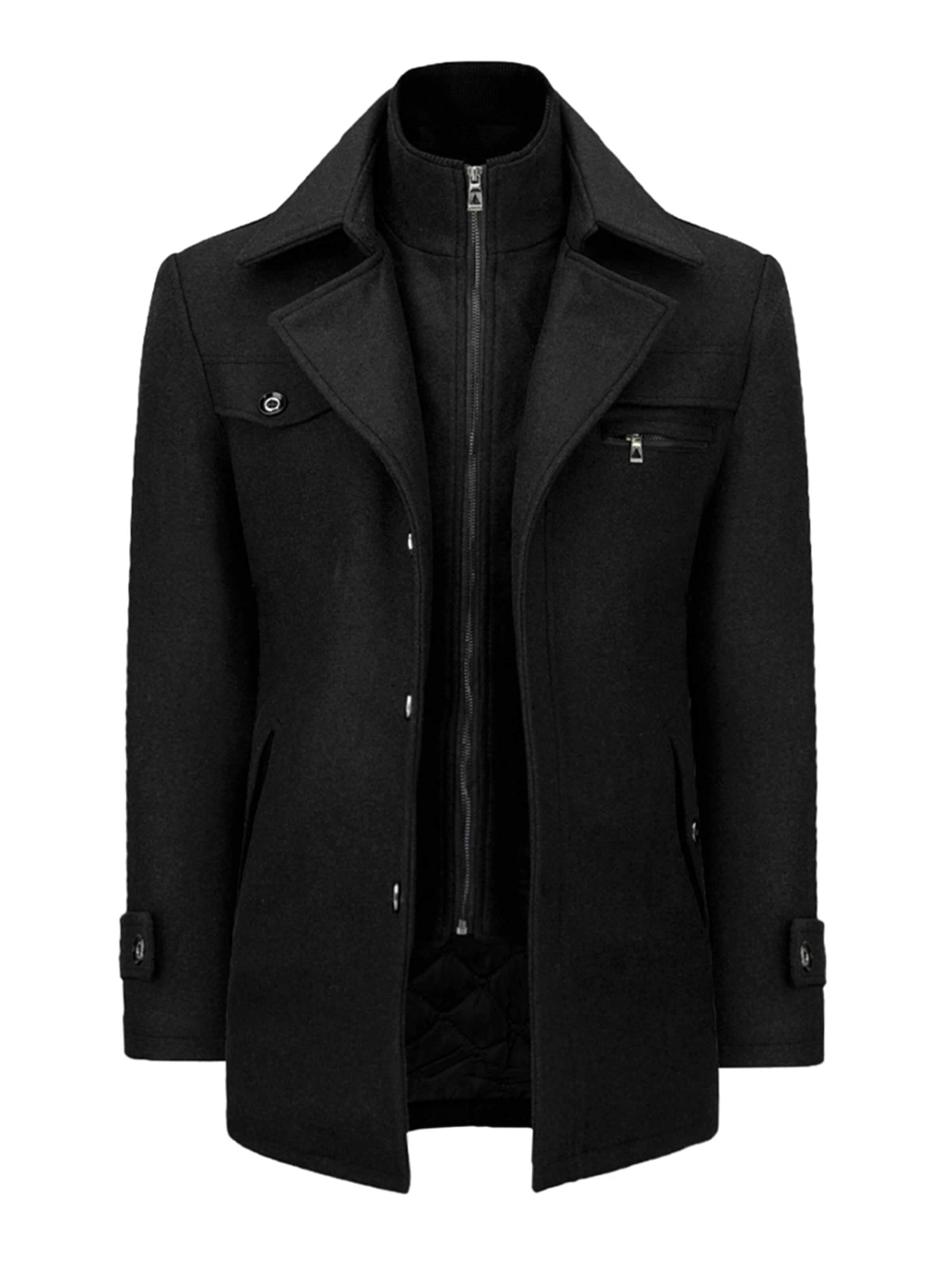 YOUTHUP Winter Coat in Black: front
