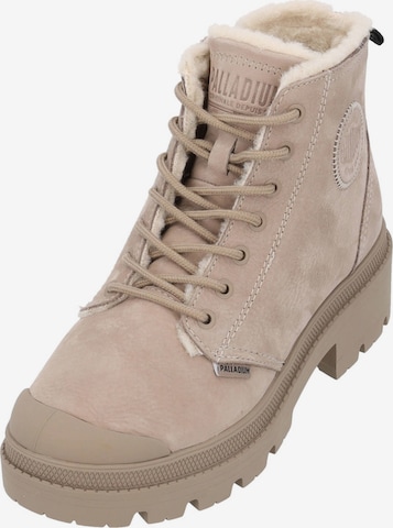 Palladium Lace-Up Ankle Boots '98867' in Beige: front