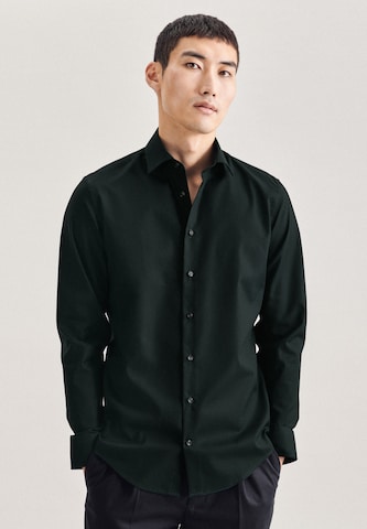 SEIDENSTICKER Slim fit Business Shirt in Black: front