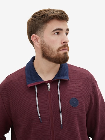 TOM TAILOR Men + Zip-Up Hoodie in Red