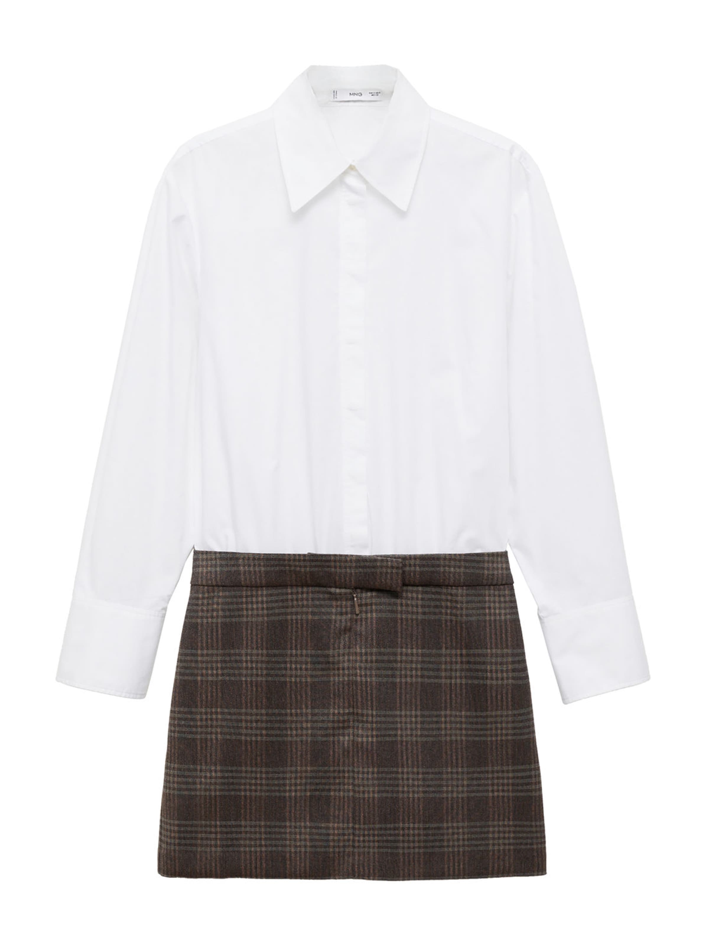 MANGO Košeľové šaty 'Combi' - Hnedá: predná strana