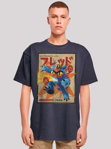 F4NT4STIC Shirt 'Big Hero 6 Fred Newspaper' in Blauw: voorkant