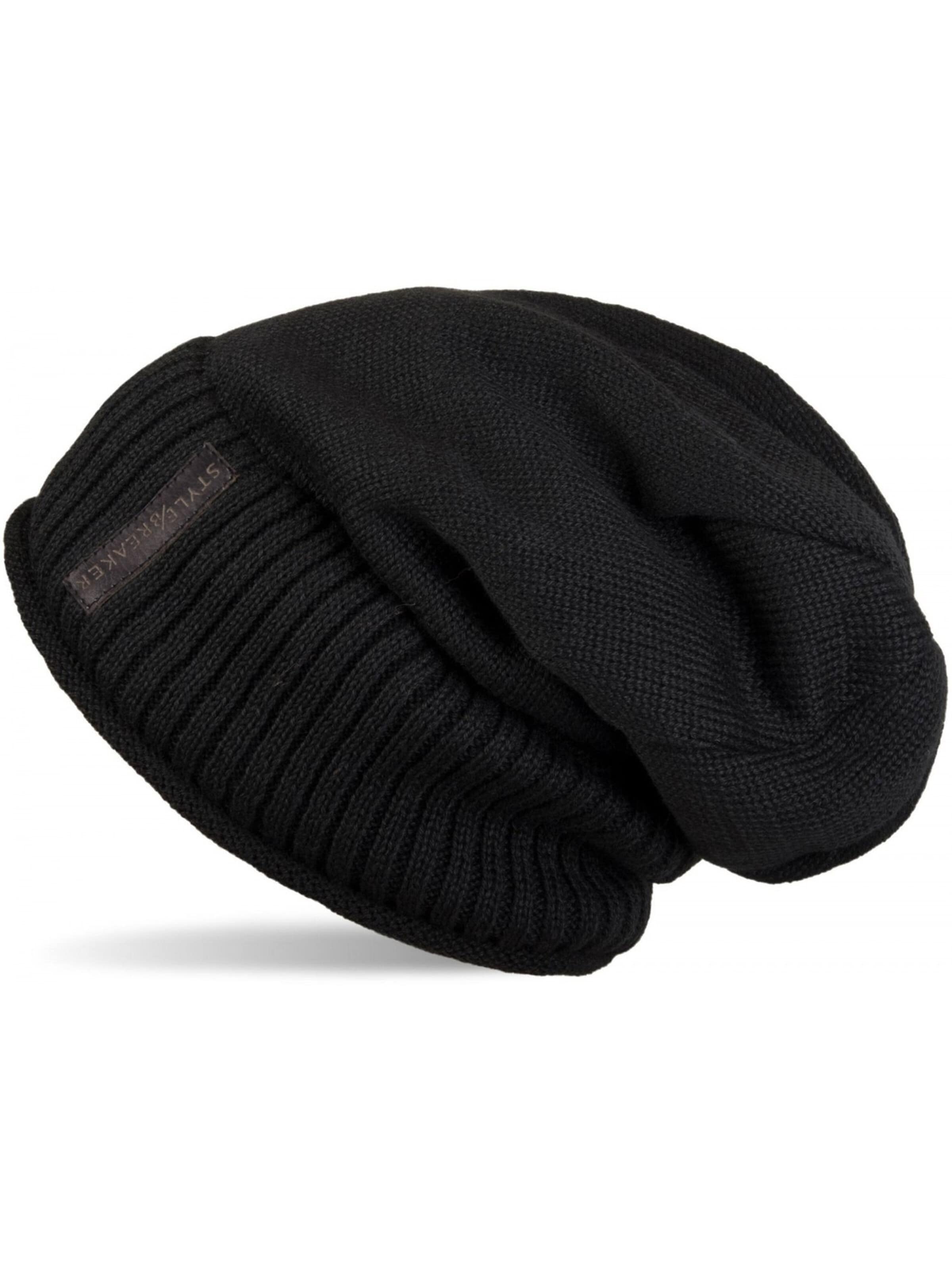 styleBREAKER Beanie 'Feinstrick Beanie mit Teddyfleece' in 56-61 in Black, Item view