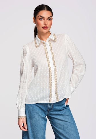 Ombre Blouse 'Dobby' in Wit: voorkant