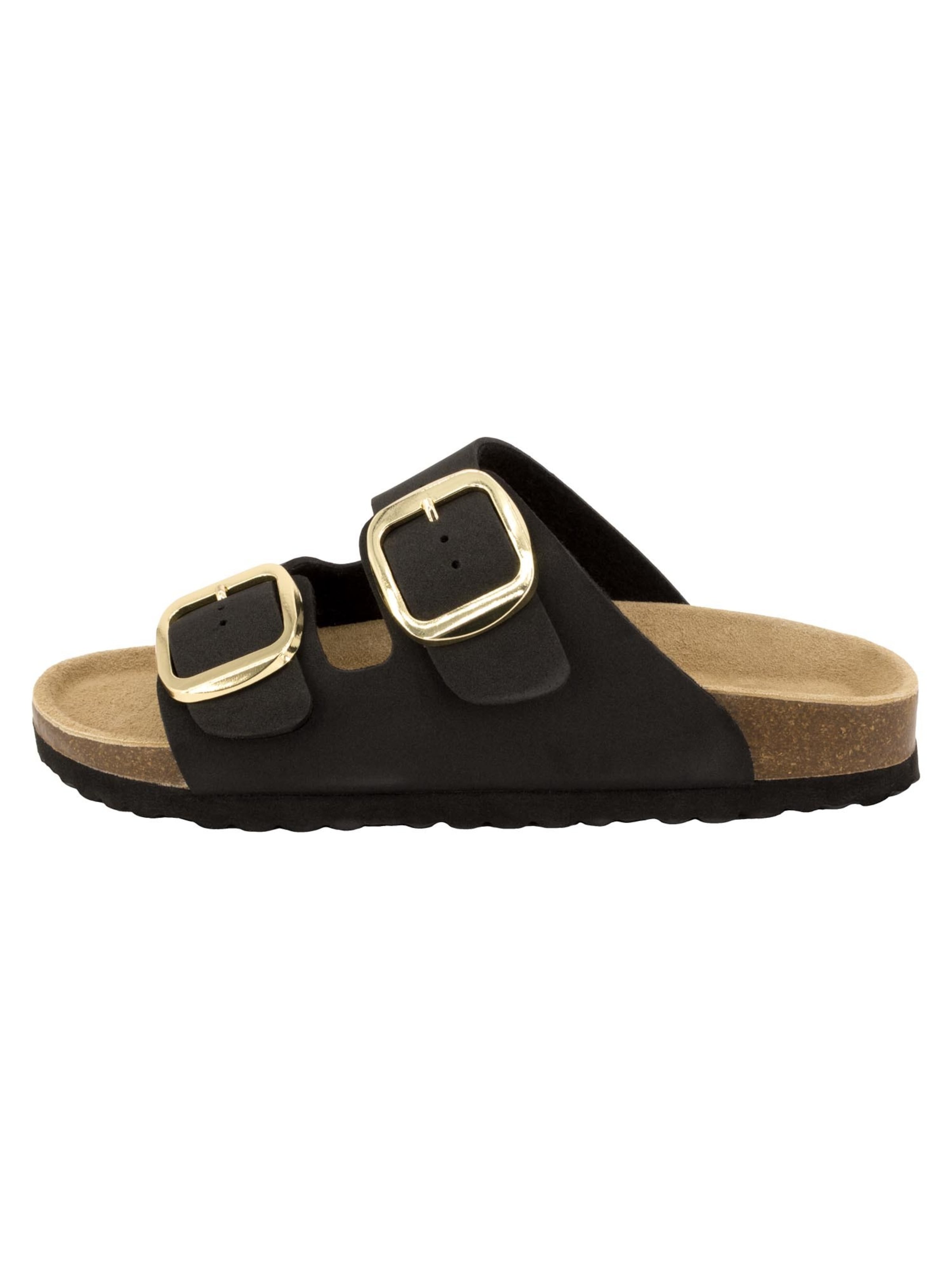 SUPERSOFT by Indigo Pantolette 'Classic' in Schwarz: Vorderseite