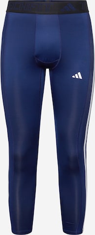 ADIDAS PERFORMANCE Workout Pants 'Techfit 3-Stripes Long' in Blue: front