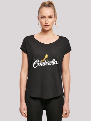 F4NT4STIC Shirt 'Cinderella Shoe Logo' in Zwart: voorkant