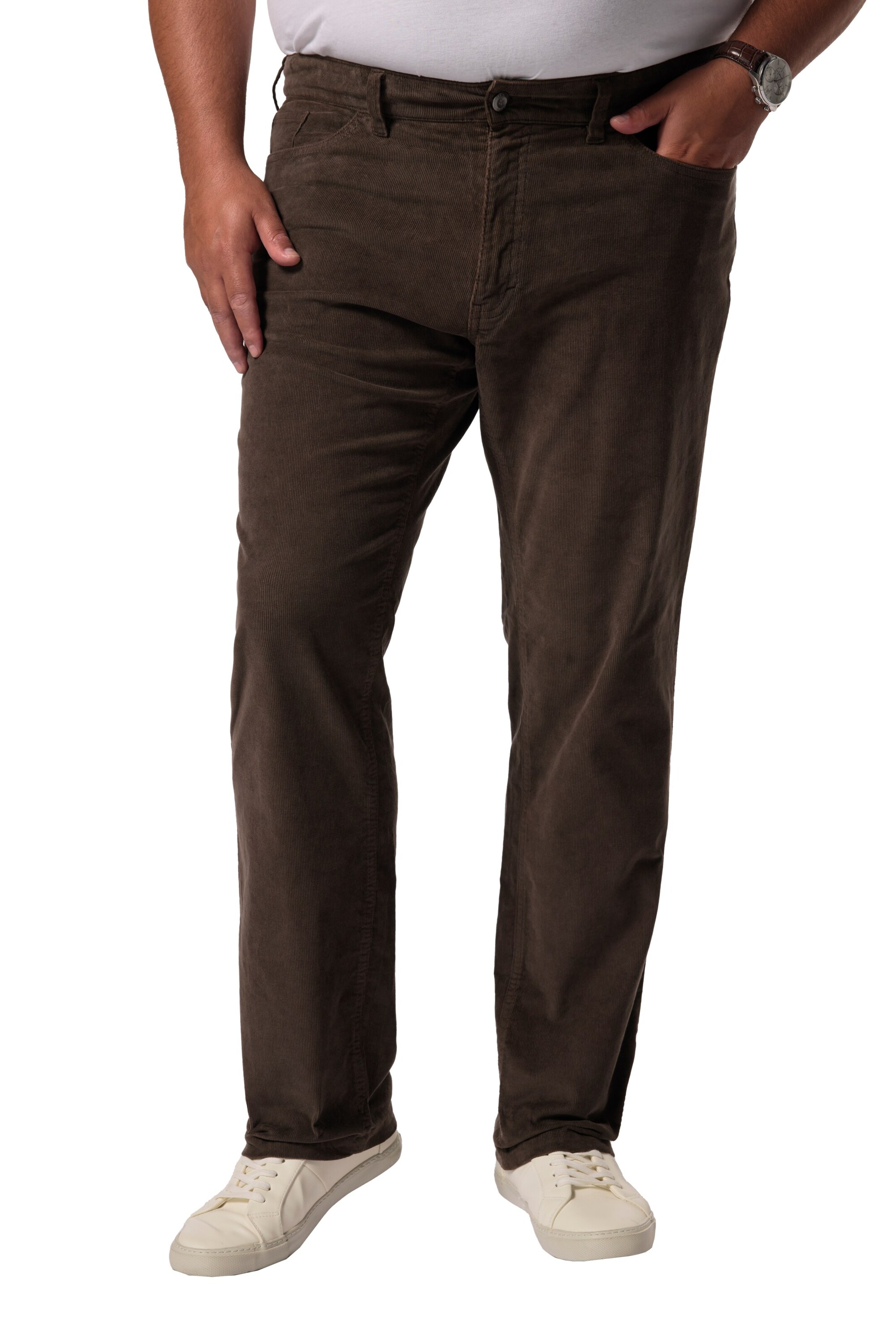 Men Plus Regular Broek in Bruin: voorkant