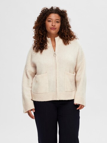 Cardigan SELECTED FEMME en beige : devant