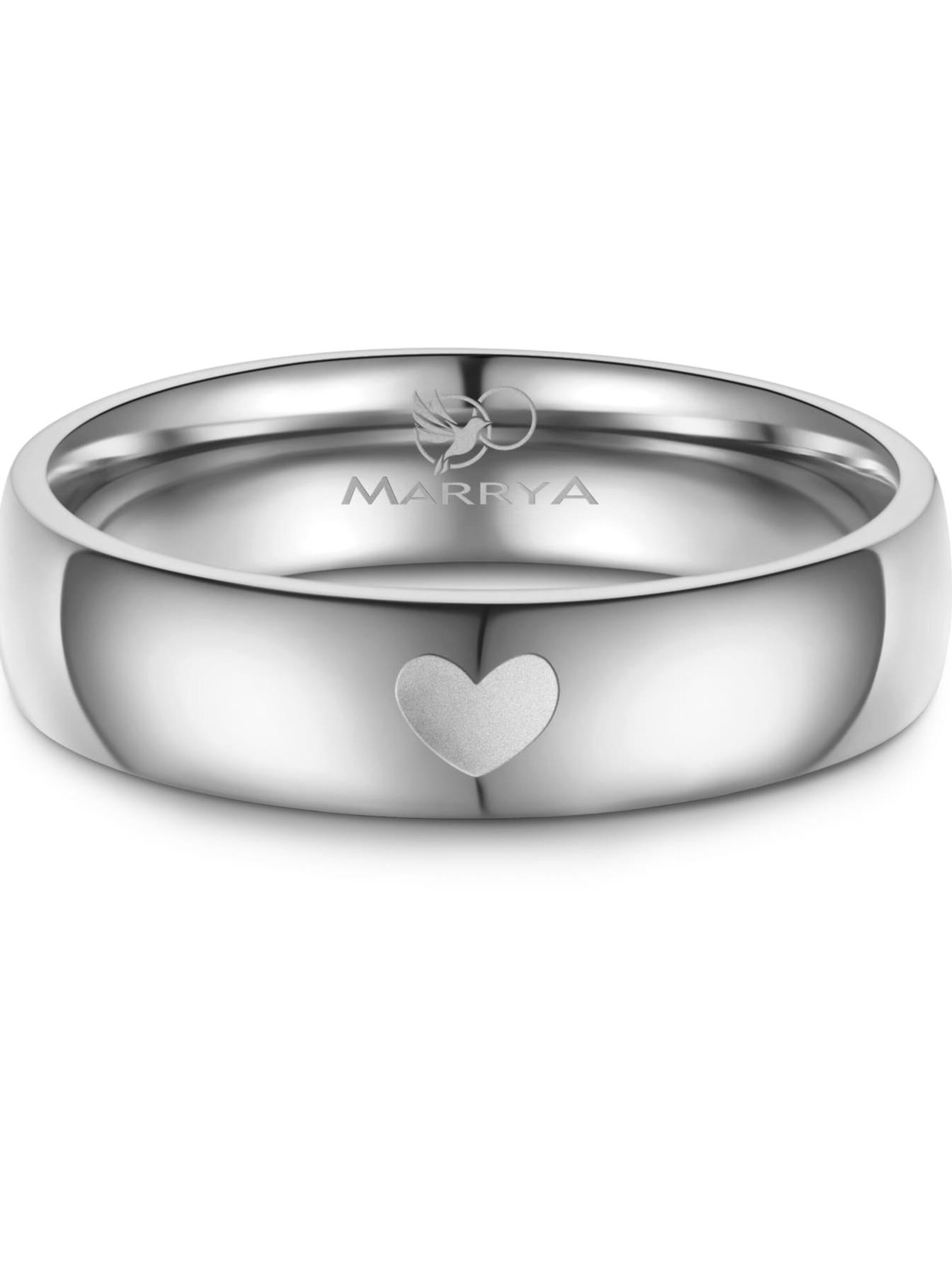 MARRYA Ring 'MARRYA ES-29 Ehering aus Edelstahl - Silberfarben Herzfräse' in Silver