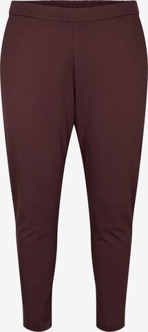 Zizzi Slimfit Broek 'JMADDIE' in Bruin: voorkant