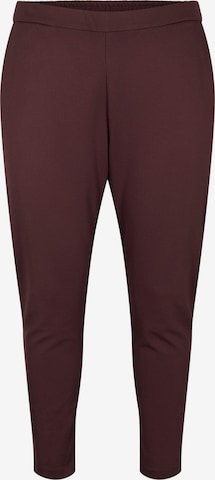 Zizzi Slimfit Broek 'JMADDIE' in Bruin: voorkant