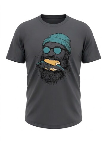 karlskopf Shirt 'FISCHFUTTER' in Grey: front