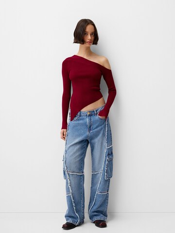 Bershka Wide leg Cargojeans in Blauw