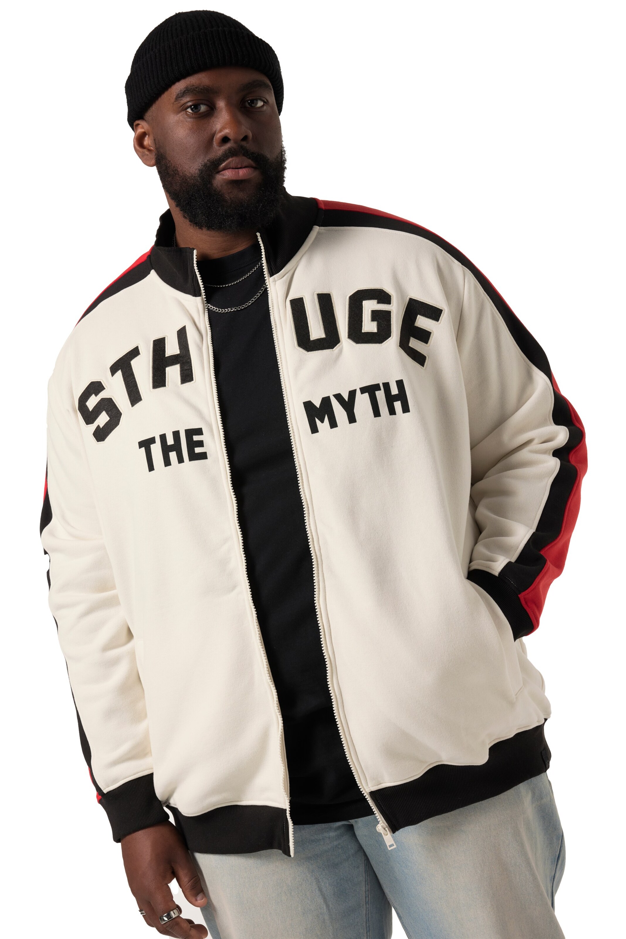 STHUGE Sweatjacke in Beige: Vorderseite