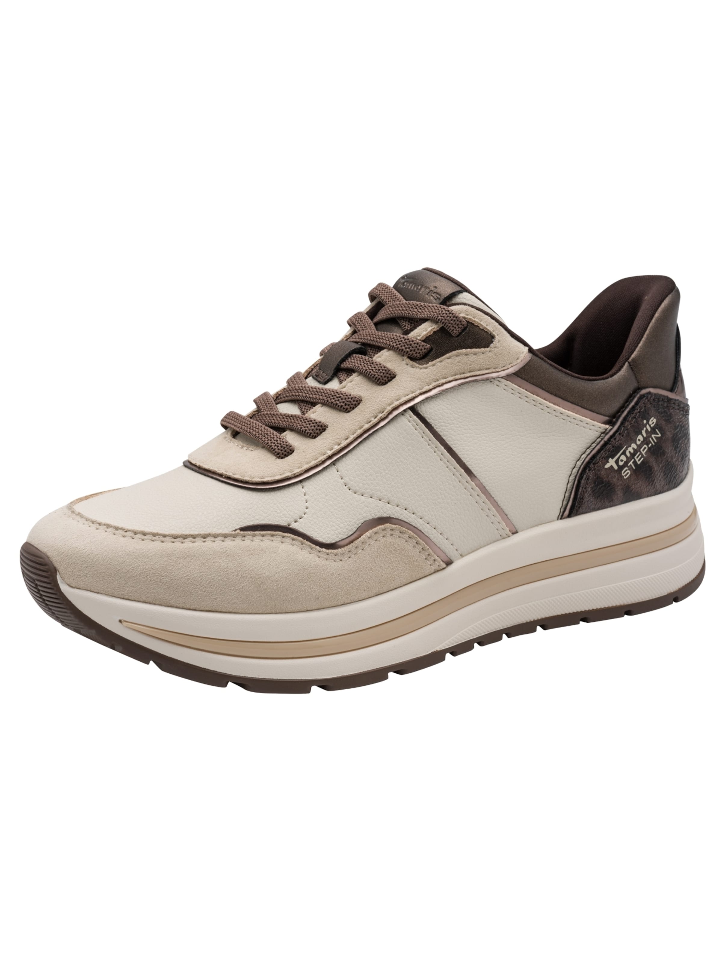 Baskets basses Tamaris en beige : devant