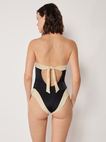 CALZEDONIA Bandeau Swimsuit 'Elegant Bicolor' in Black