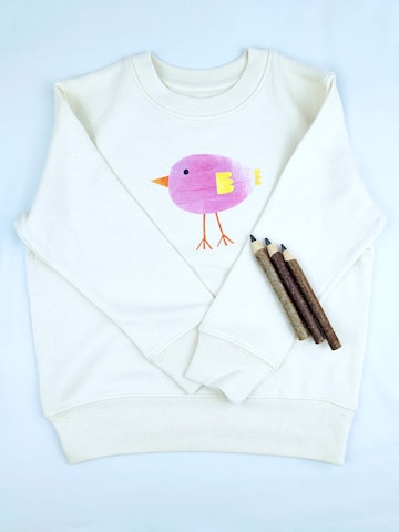 MelaDi Sweatshirt 'Lila Vogel'‌‌‌‌‌‌‌‌‌ in Weiß