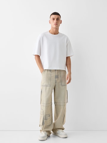 Bershka Wide leg Cargo Jeans in Blue