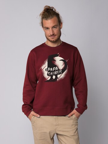 Sweat-shirt ' Papasaurus ' Watapparel en rouge : devant
