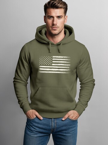 Neverless Sweatshirt 'USA Flag' in Grün