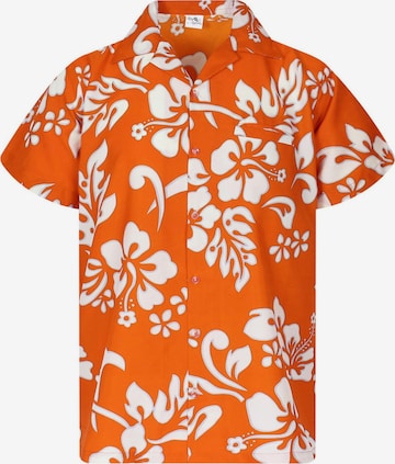 King Kameha Shirt 'Hibiscus' in Orange: Vorderseite