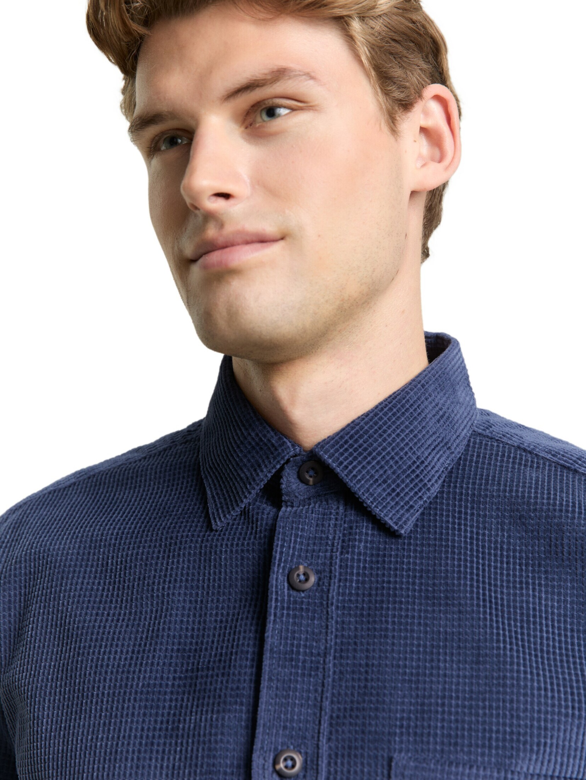 TOM TAILOR Comfort fit Button Up Shirt in Blue