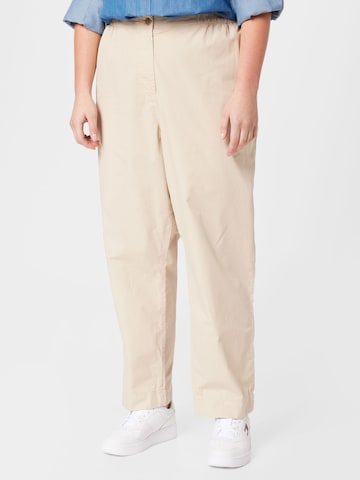 Loosefit Pantalon Tommy Hilfiger Curve en beige : devant