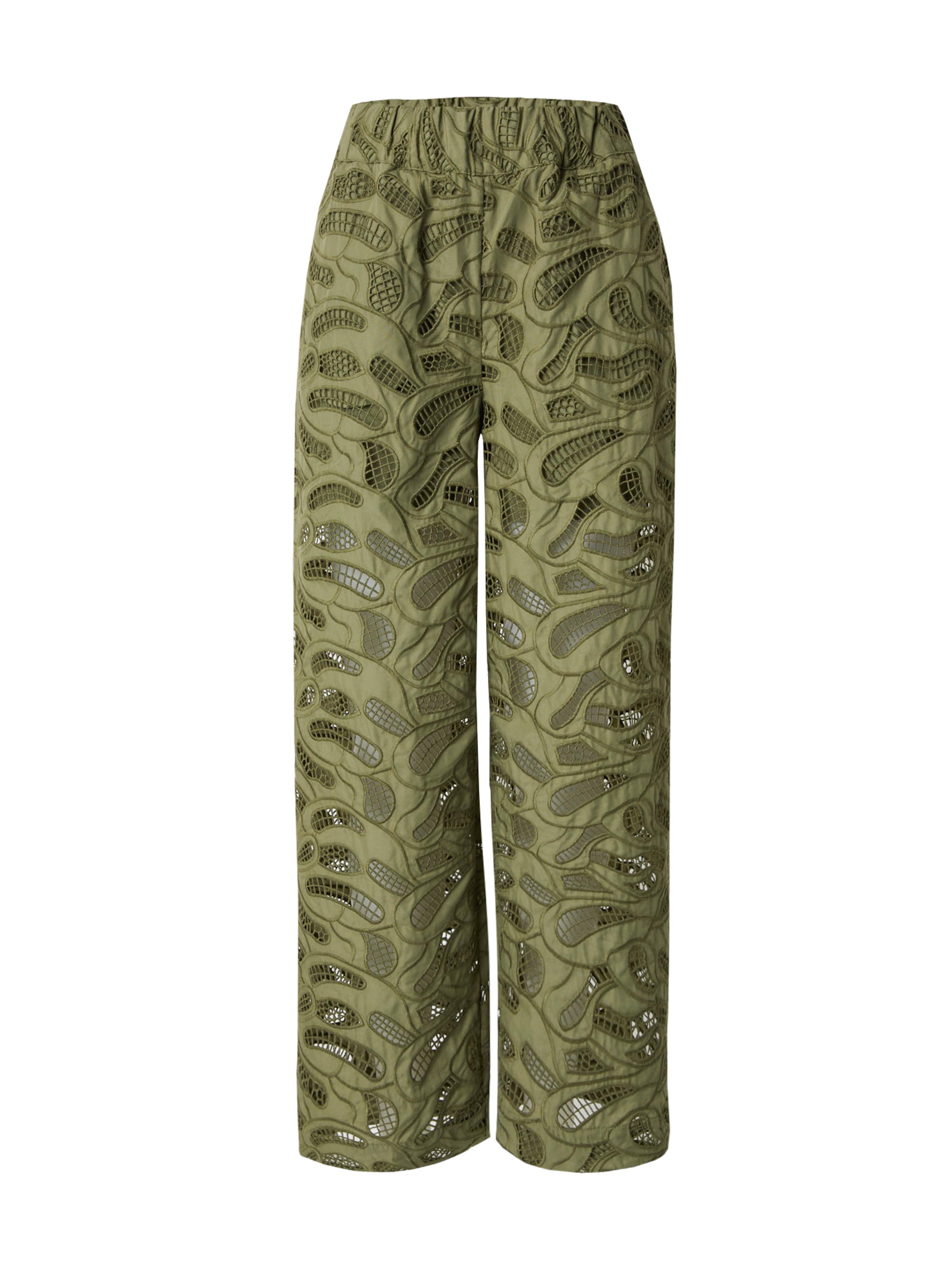 SELECTED Loose fit Pants 'SLFALLIA' in Green: front