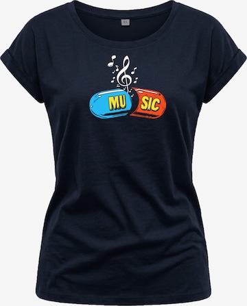 MAKAYA Shirt 'Music Pill' in Blue: front